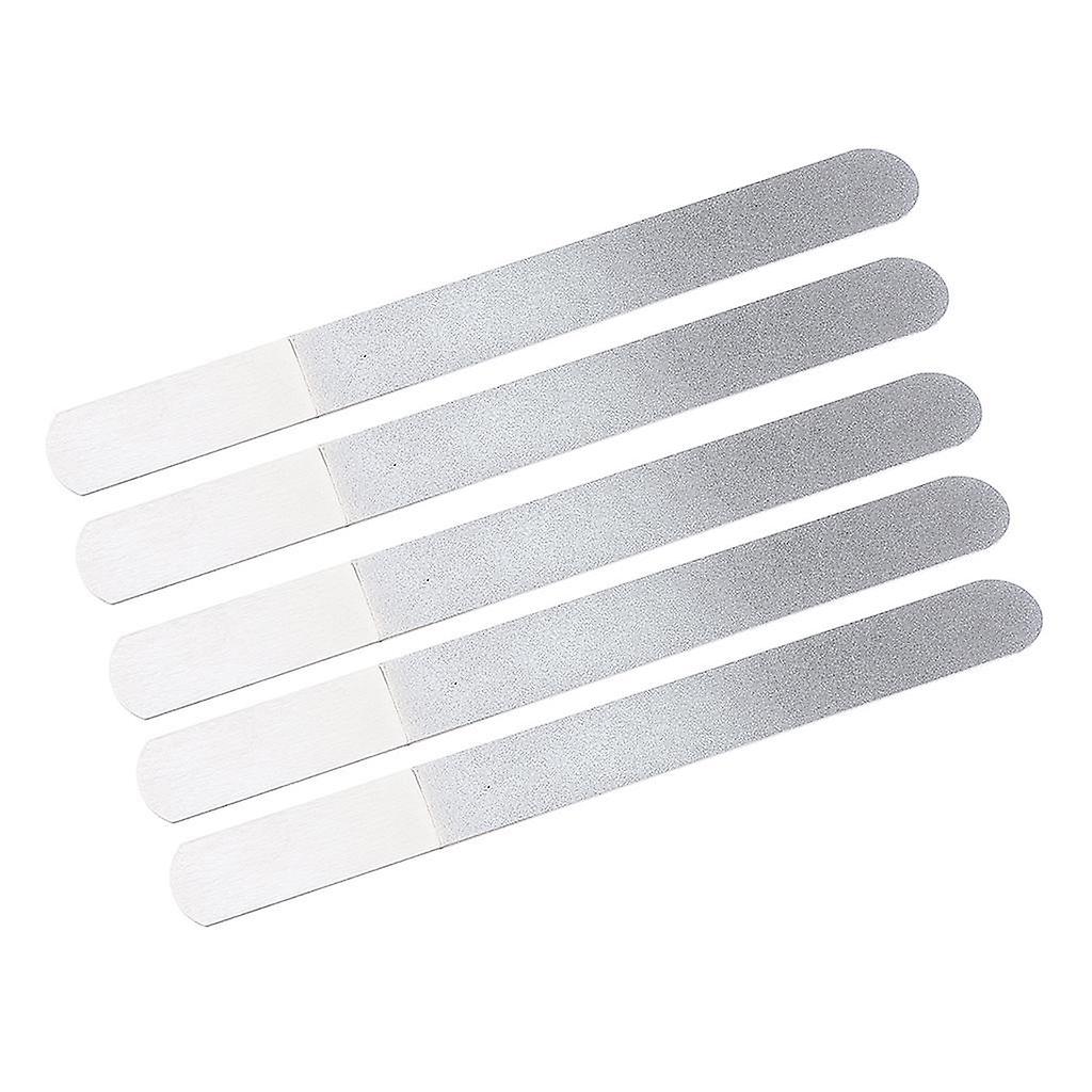 5Pcs Stainless Steel Emery Nail Files Double Sided Buffer Manicure Tools Kit