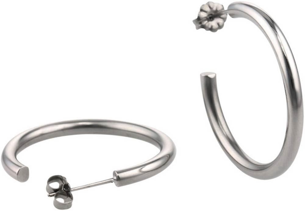 Ti2 Titanium 25mm Hoop Earrings - Natural Polished