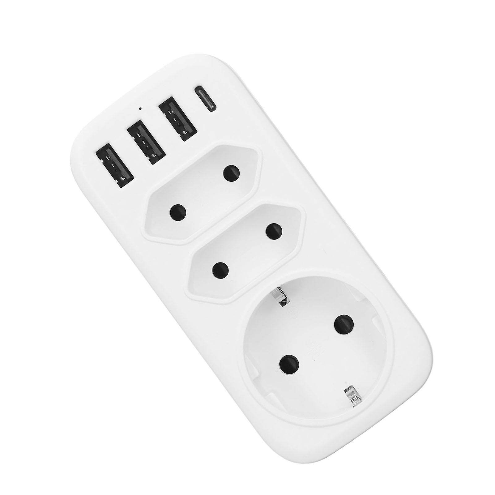 7 in 1 Multiple Plug Socket 3 Way Triple Adapter 3 USB Interfaces 1 Type C Interface   Conversion  AC