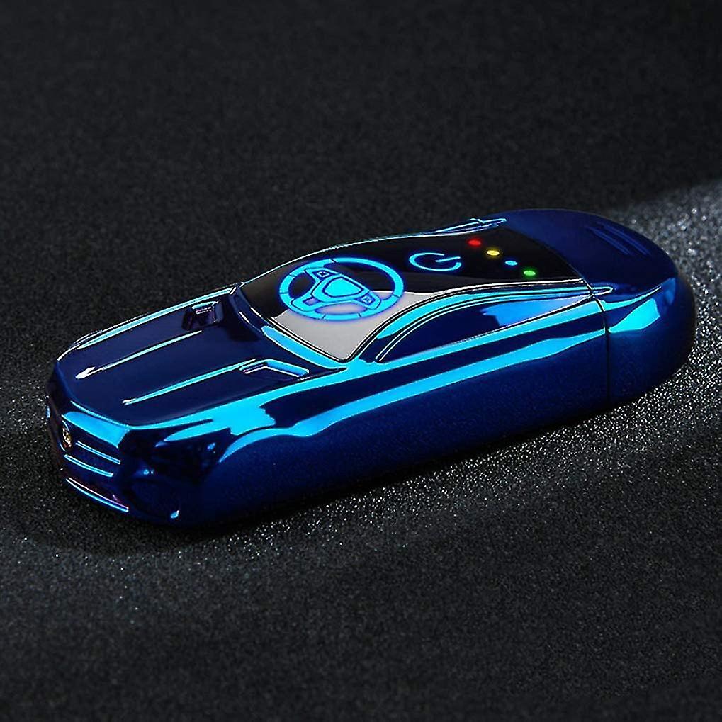 Double Arc Electric Lighter Usb Rechargeable Lighter With Fingerprint Sensor Sport Car Shape(blue)