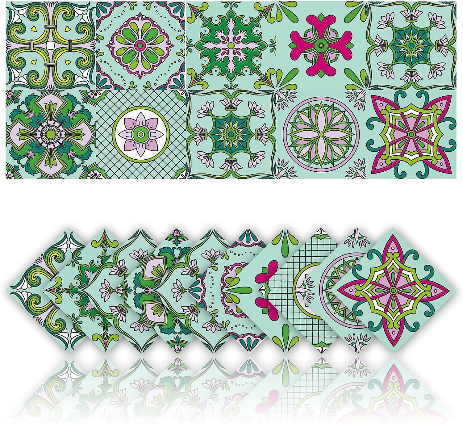20pcs sheets kitchen tile stickers, waterproof mosaic retro style