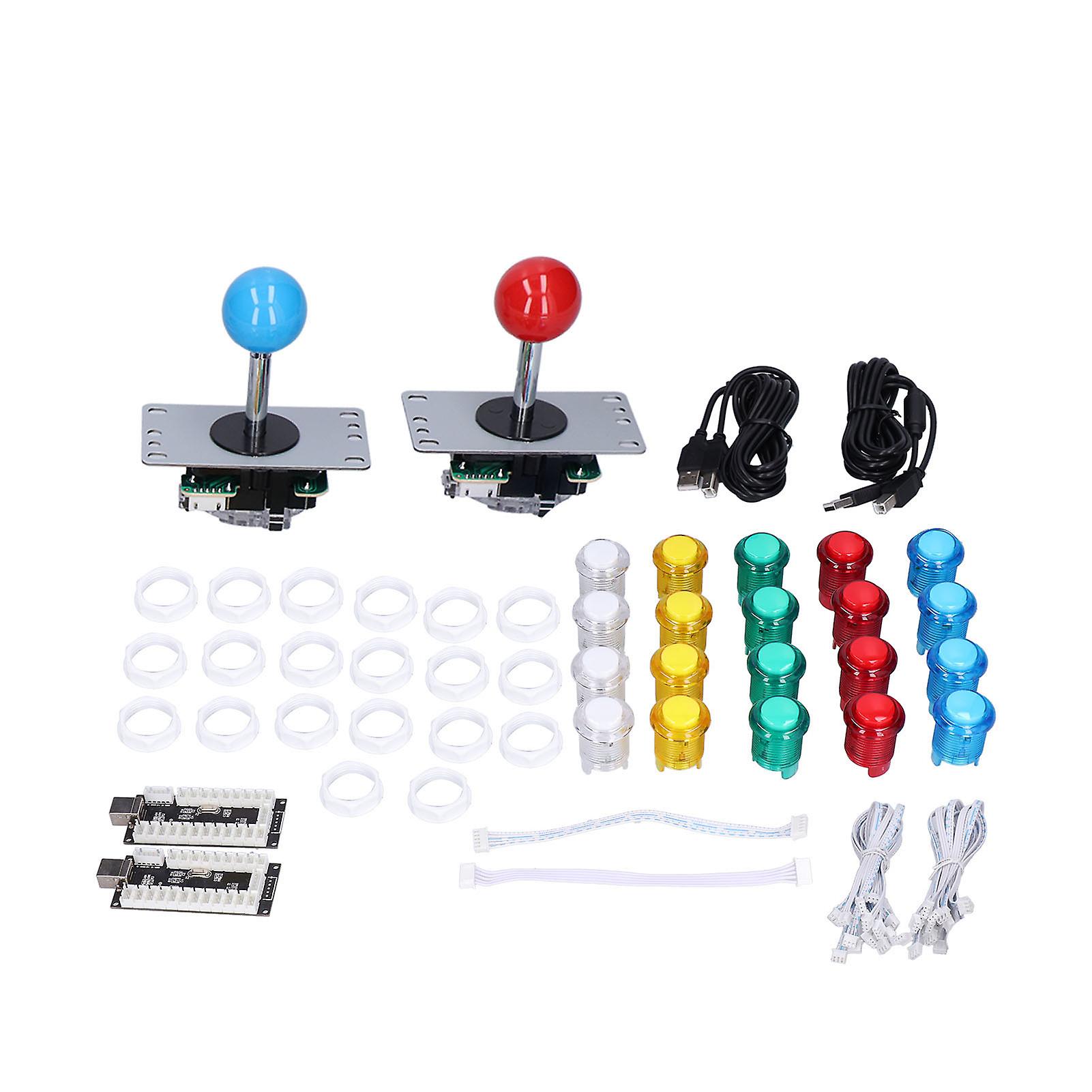 Two Player Arcade Game DIY Kit - LED Buttons & 8-Way Joystick for Windows Systems