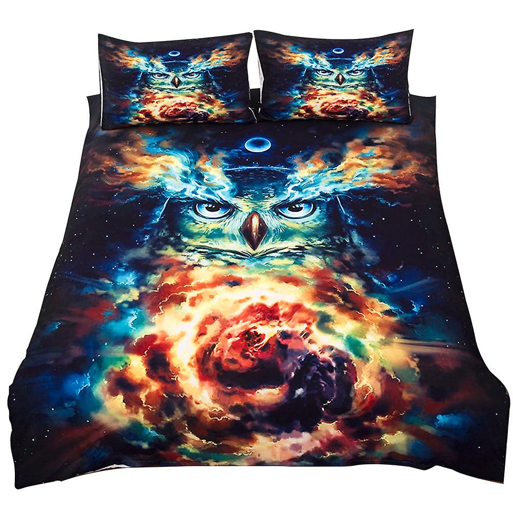 3pcs\/set Special Owl Pattern Moon  Duvet Cover Pillow Cases Bedding Set (US Full)