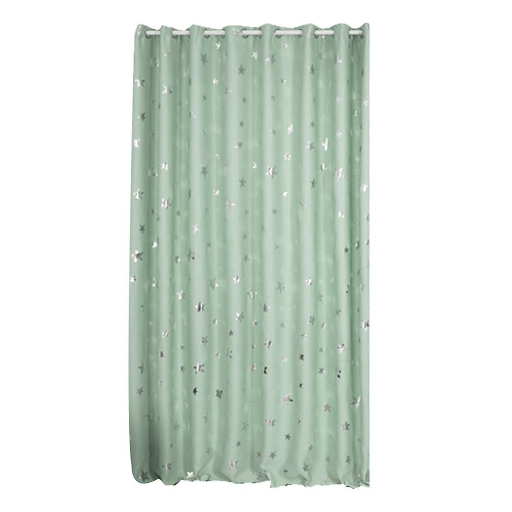 Star Patterned Window Curtain Shade Blackout Panels Drapes with Perforation (Green)