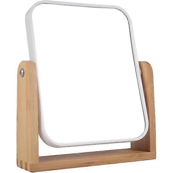 Makeup mirror with stand in natural bamboo