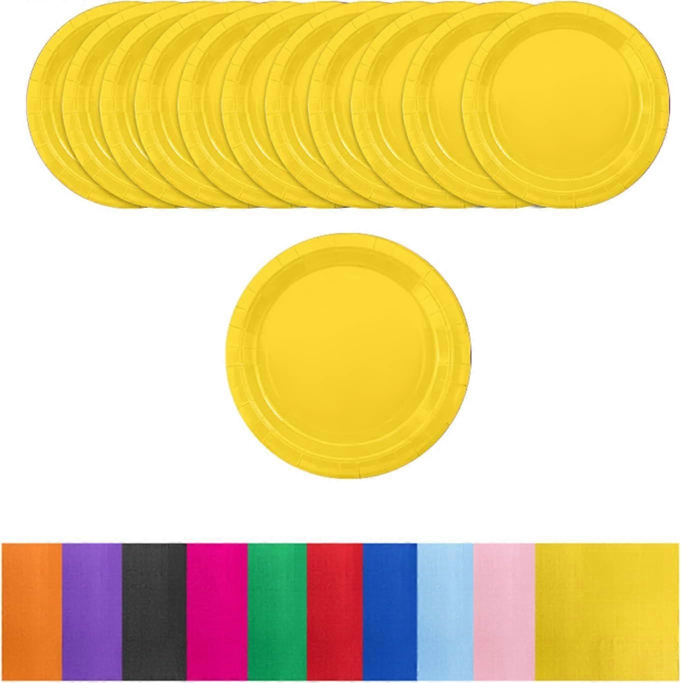 16 adet Sarı Kağıt Tabaklar 9 inç Düz Renkli Kağıt Tabaklar, Tek Kullanımlık Kağıt Tabaklar Sofra Doğum Günü Süslemeleri Plakaları O, Her, Erkek, Kadın, Yetişkinler T