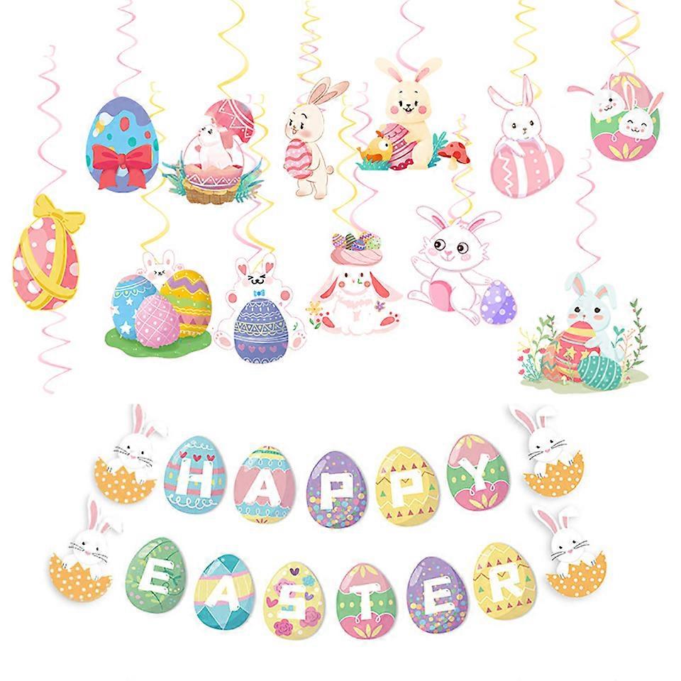 Easter Decorations for Home, Hanging Easter Banner, Easter Decorations, Happy Easter Bunny Egg Banner Home Decor