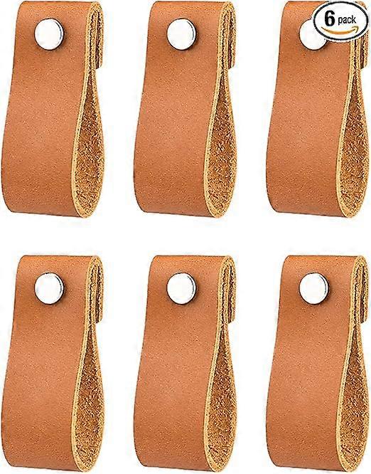 6 Pack Handmade Leather Drawer Pull Leather Cabinet Pulls Leather Handle Wardrobe Door Handle Pulls Knob