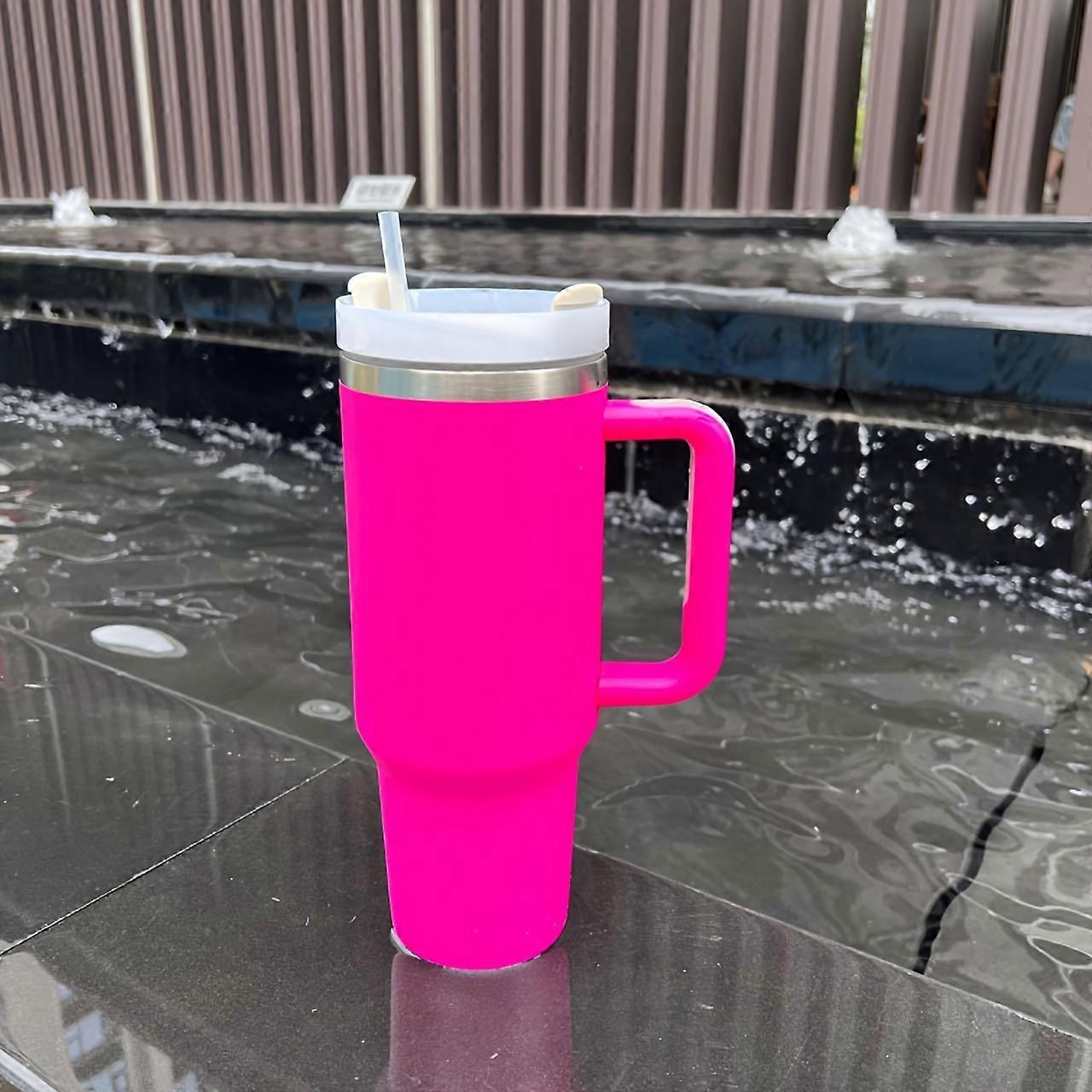 40oz/1200ml Large Capacity Insulation Tumbler With Straw, Portable Car Cup With Handle, Suitable For Car, Home, Office, Travel, Birthday Gifts