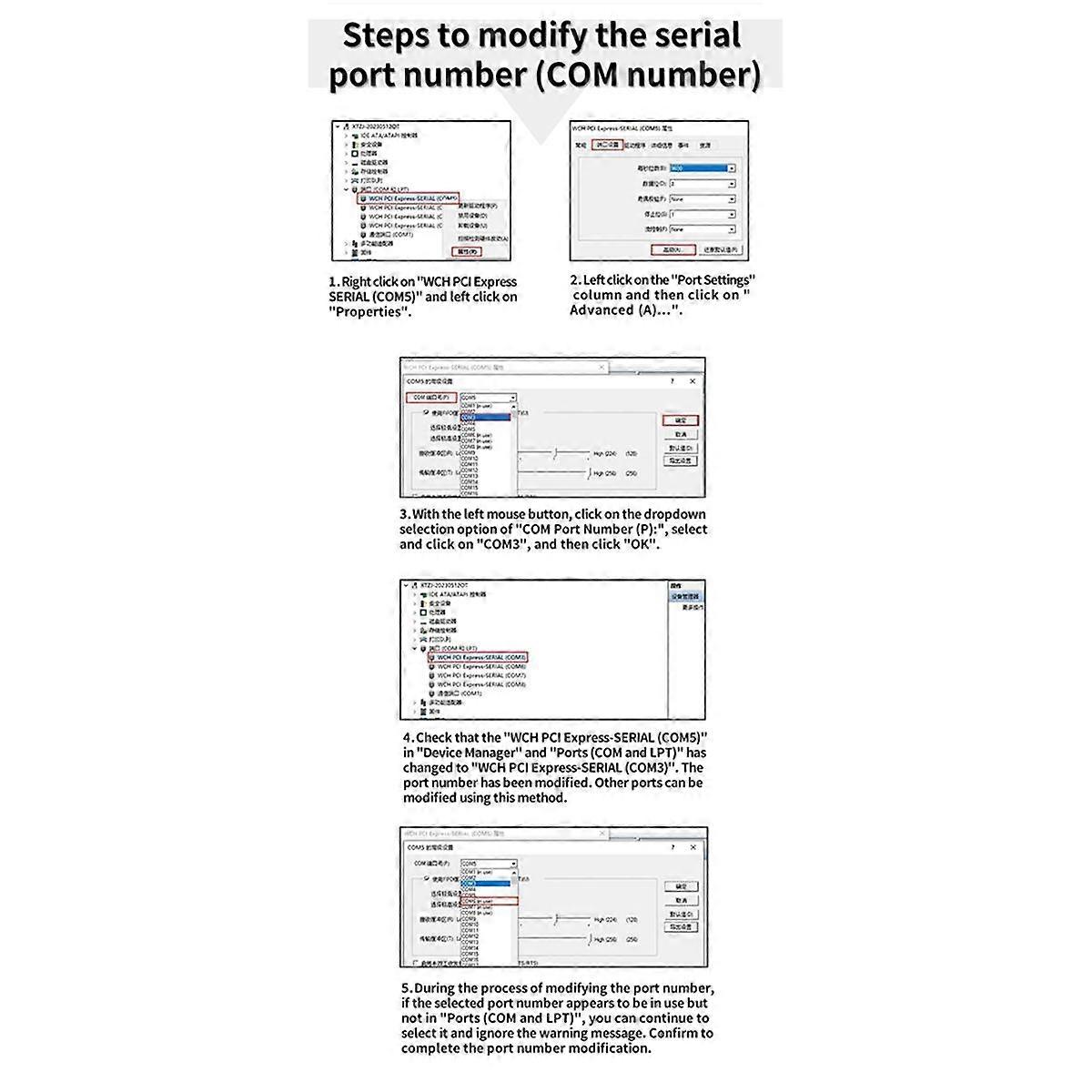 M.2 to 4 Serial Ports and 1 Parallel Port Card RS232 for Tongxin Multi Expansion Card B Key M Key NGFF WCH384