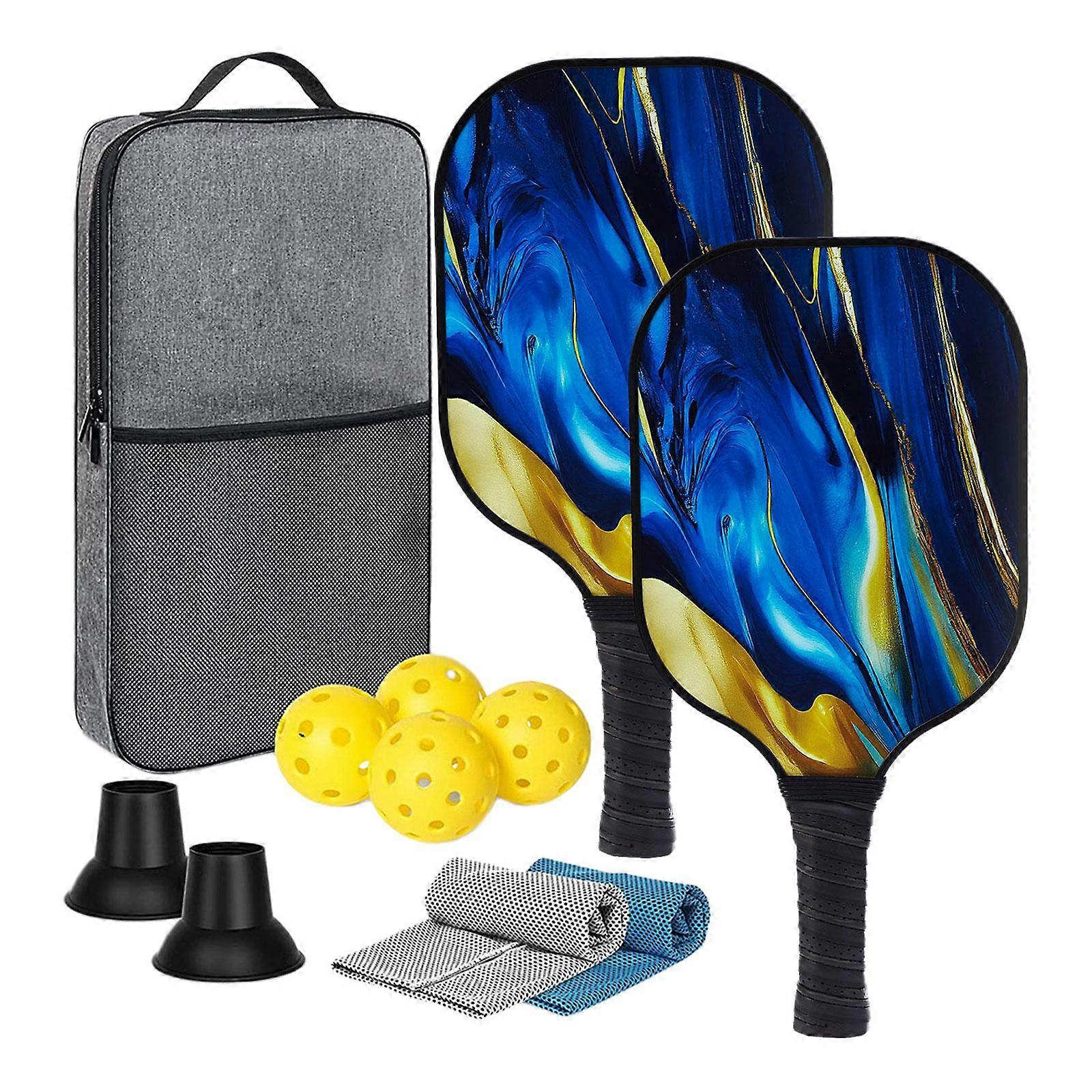 Pickleball Racket Set with 2 Rackets 4 Pickleballs Edg for Yard Training Gym Style A