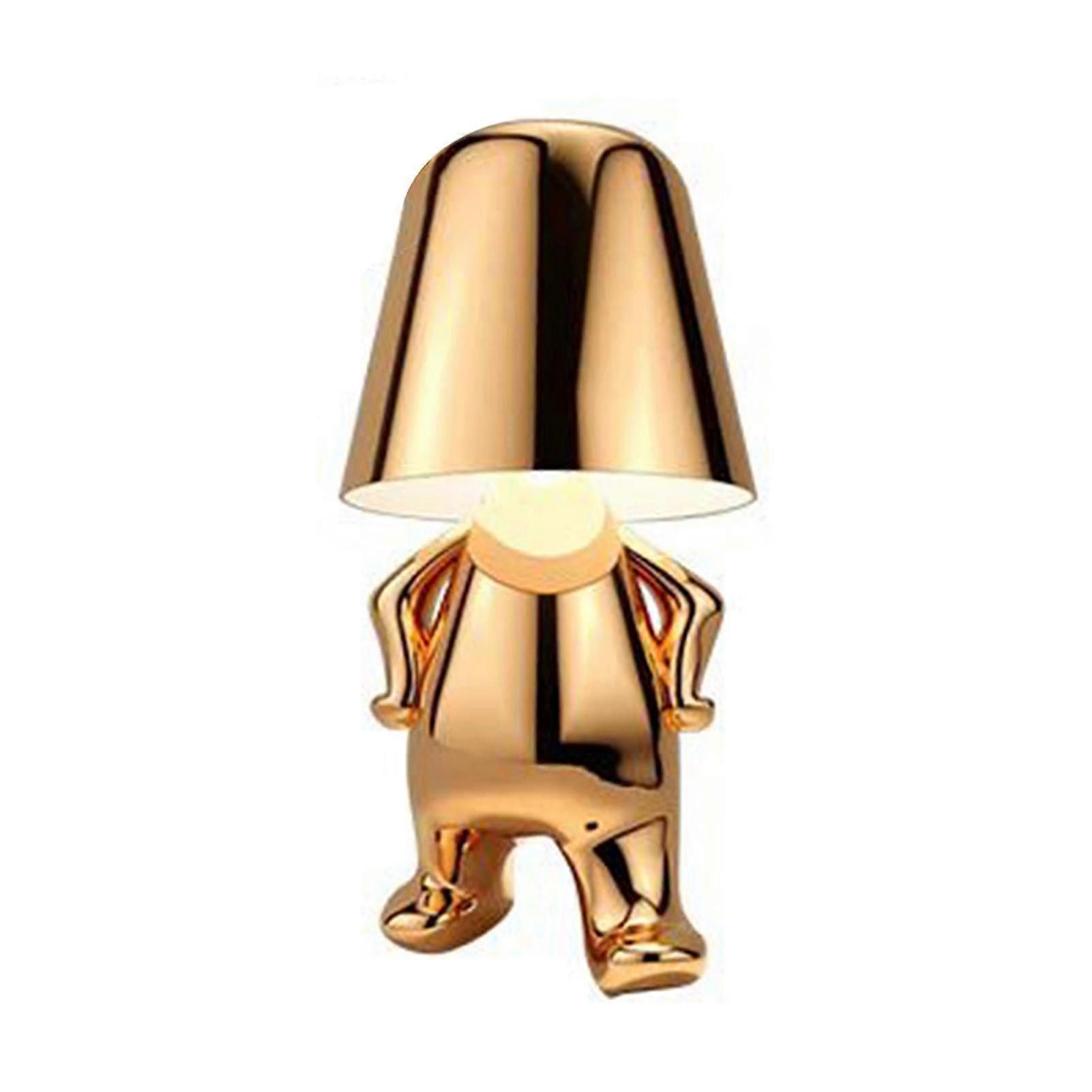 Led Touch Table Lamp Nordic Themed Warm Light Little Golden Man Night Light Study Room Desk Bedside Table Lamp
