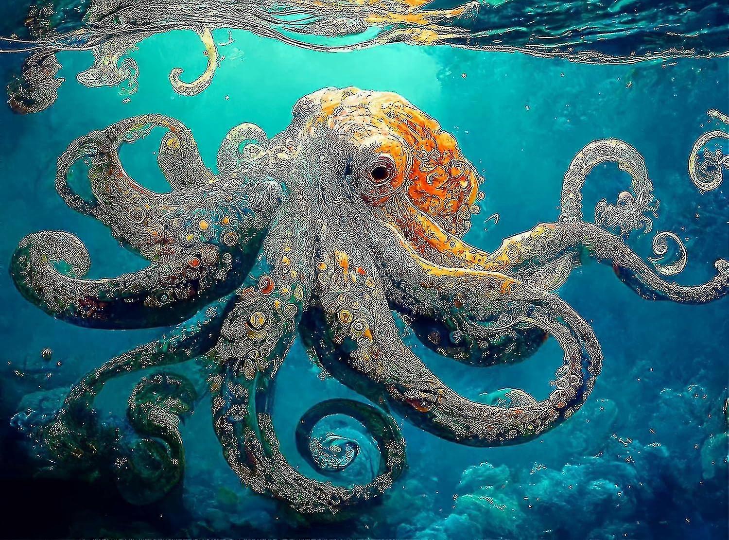 ديب بلو الأخطبوط أوديسي: لغز بانوراما من 3005001000 قطعة للبالغين - أفضل لغز عمل فني بحري جديد صديق للبيئة - دعابة دماغية فريدة من نوعها ، Fo