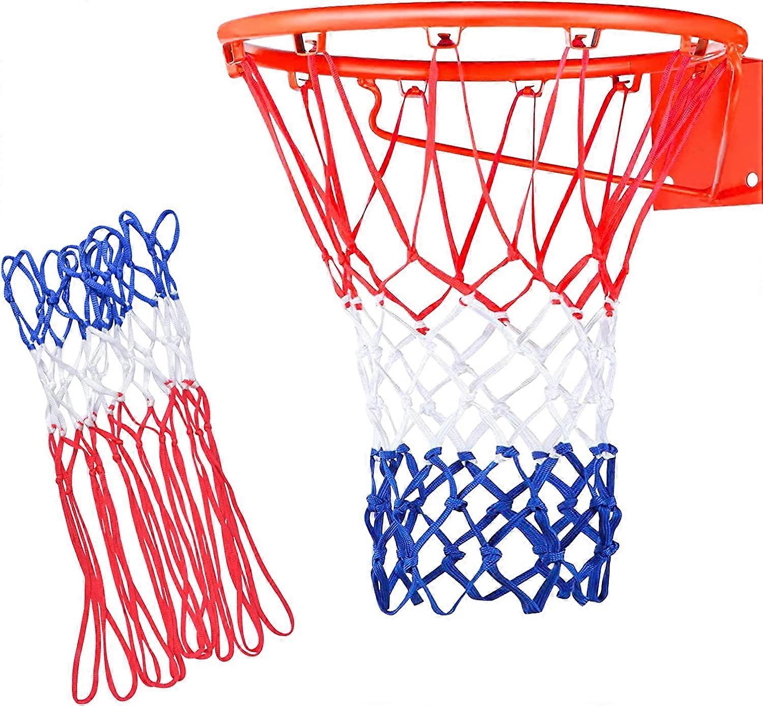 2 Pieces Replaceable Basketball Net, Multicolor Basketball Net, 12 Loops Standard Basketball Net, Replacement Basketball Net, for Indoor or Outdoor Ba