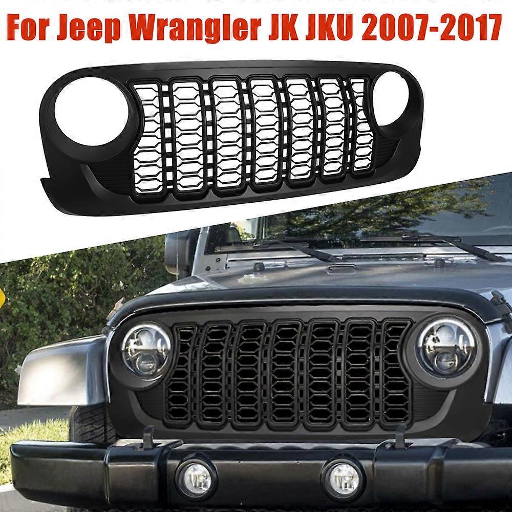 Upgrade 2024 Style Front Grille Bumper Inlet Grill Grid For Jeep Wrangler JK JKU 2007-2017 2010 J400 LantSun Bumper Mesh Grille