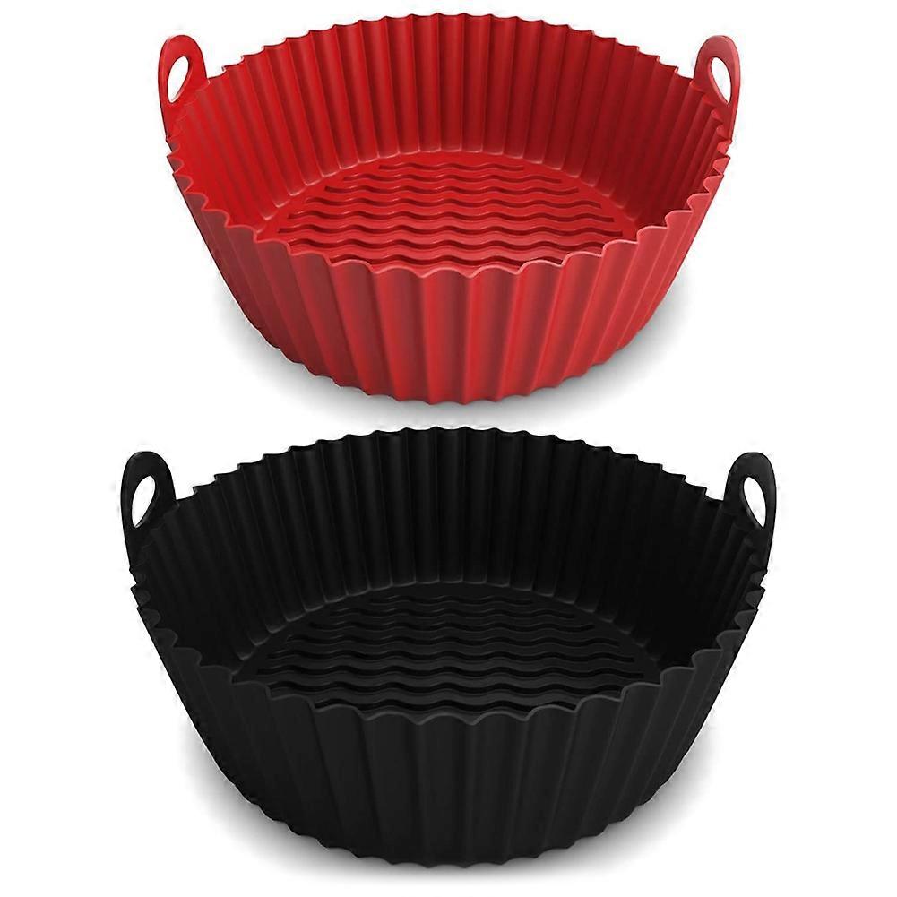 Forros de Silicone para Fritadeira (2 Pacotes) - Reutilizável 7.5 Polegadas e 8.5 Polegadas Redondo Silicone Liner Pot- Fryer Bas