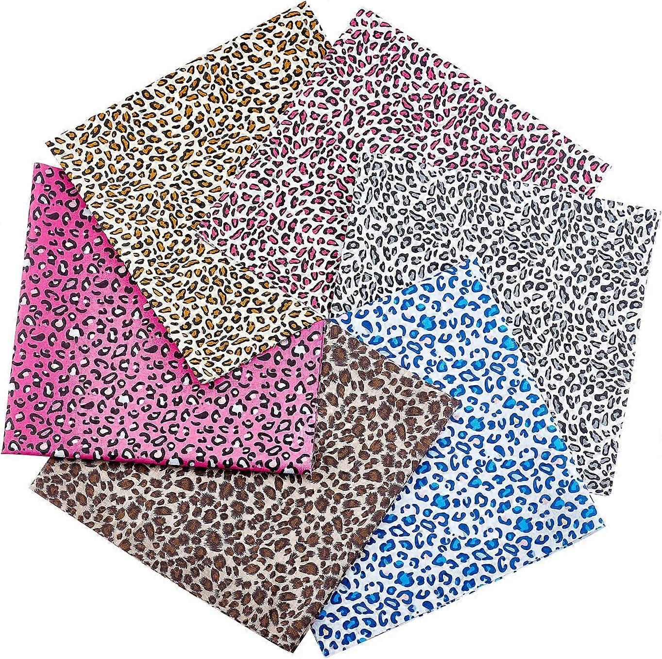 6 Pieces Cotton Leopard Fat Quarters Fabric Squares Leopard Print Fabirc Fabric Bundles for DIY Scrapbooking Art Craft 19.7 x 19.7 Inch/ 50 x 50cm