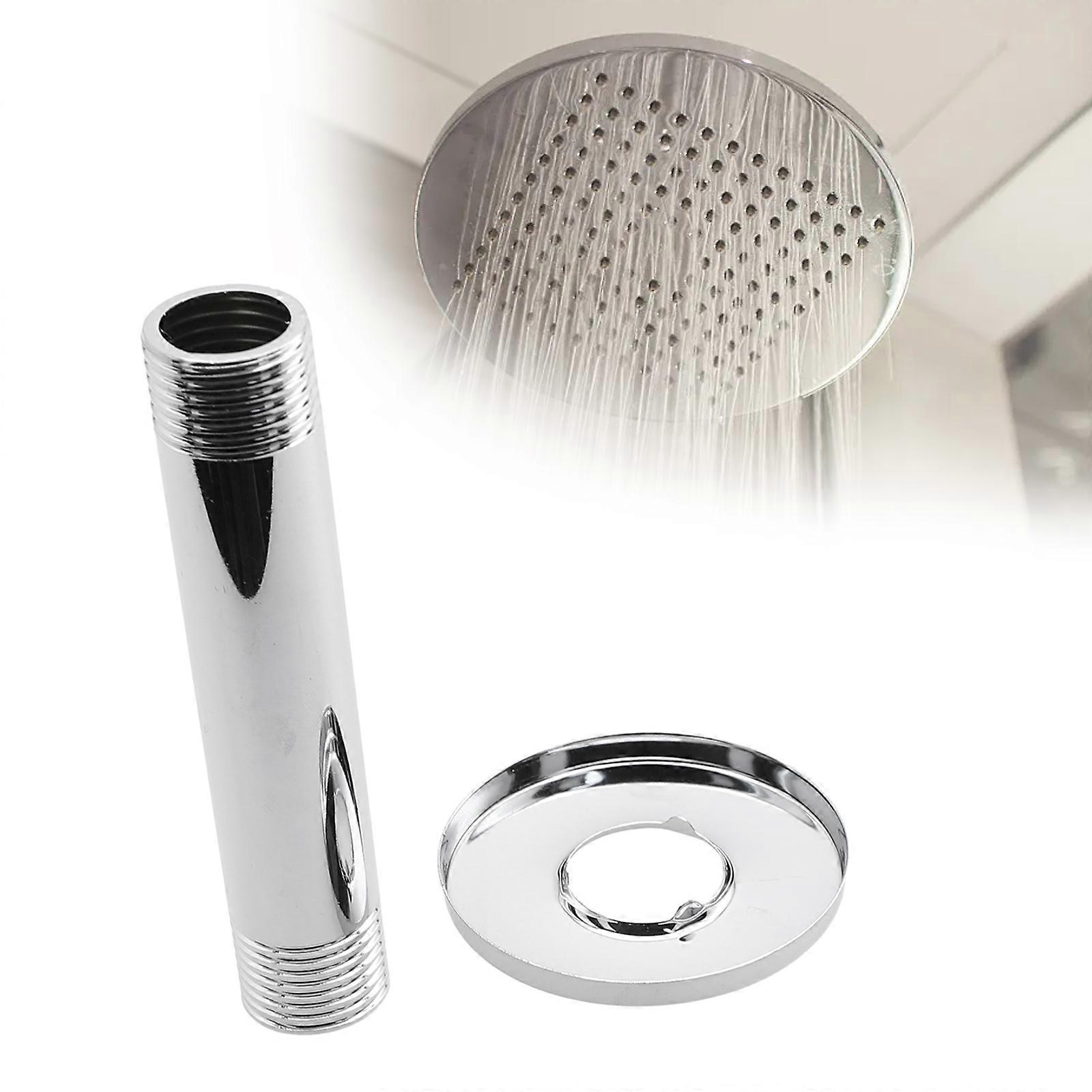 With Flange Shower Bracket Bathroom Accessories Ceiling Mount Replacement Shower Head Extension Silver Durable
