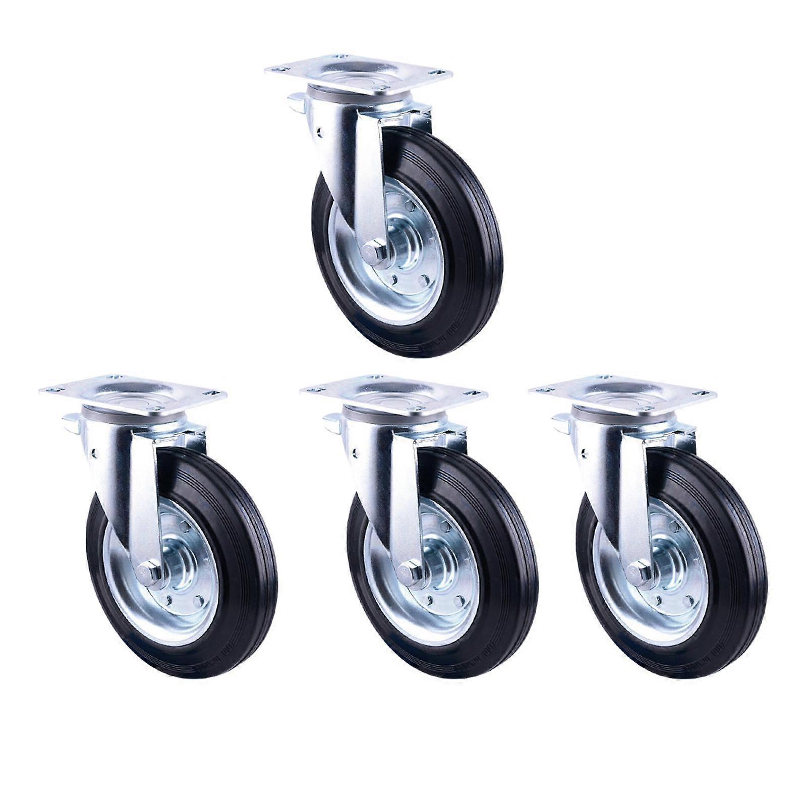 4Pcs Trash Bin Dolly Replacement Casters Smooth Accessories Trash Can Wheels Silver 6inch