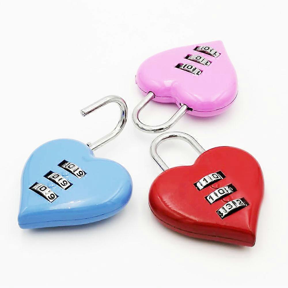 3 Mini Dial Digits Code Number Password Combination Padlock Love Heart Shape Luggage Suitcase Metal Lock Safety Travel