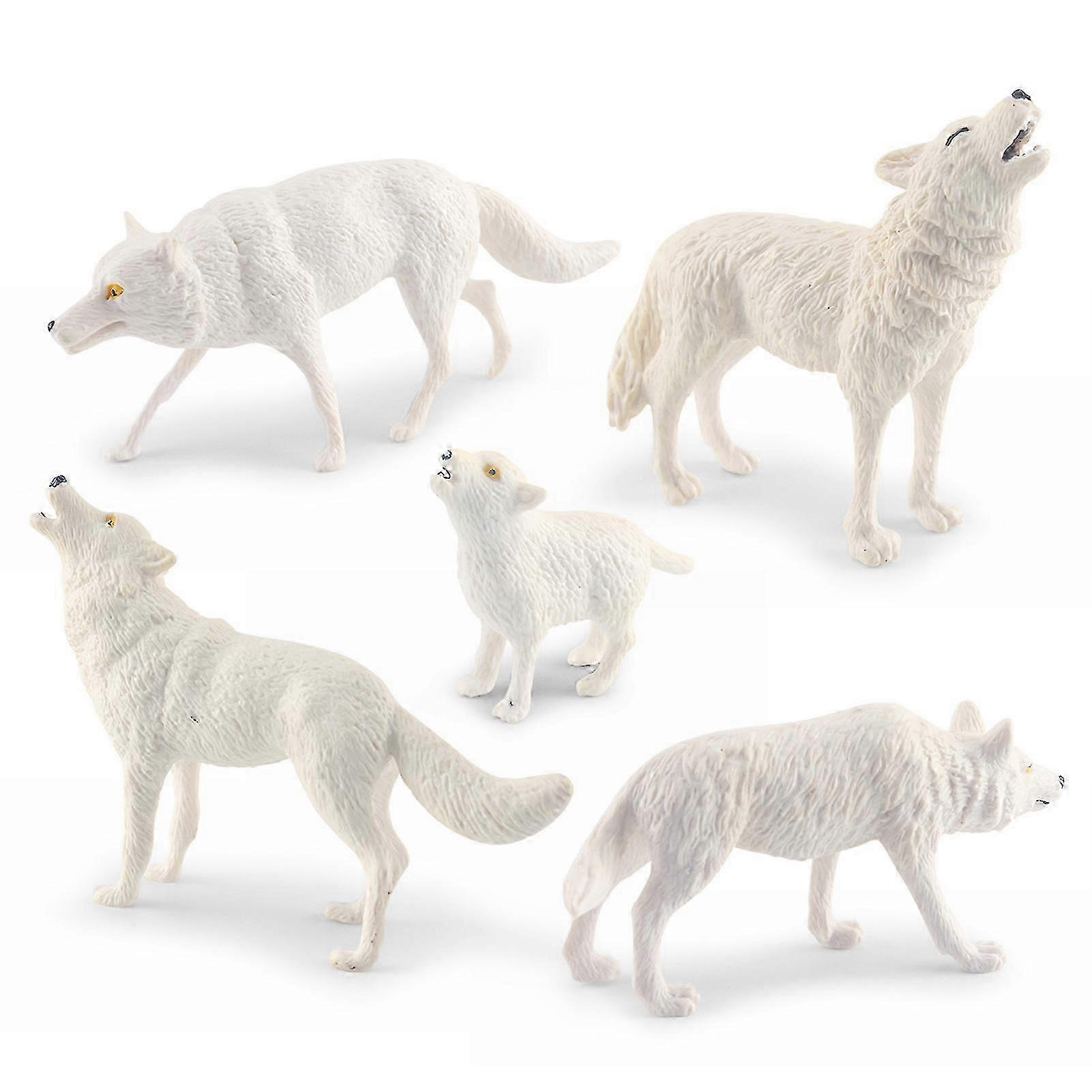 5pcs Απομεινάρι ειδωλίων παιχνιδιών λύκων Relistic εκπαιδευτικό παιχνίδι για τα παιδιά Παιδιά Αγόρια Κορίτσια-Καλό