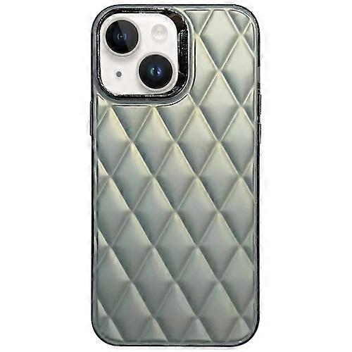 For iPhone 15 3D Rhombus Electroplating TPU Hybrid PC Mobile Phone Case