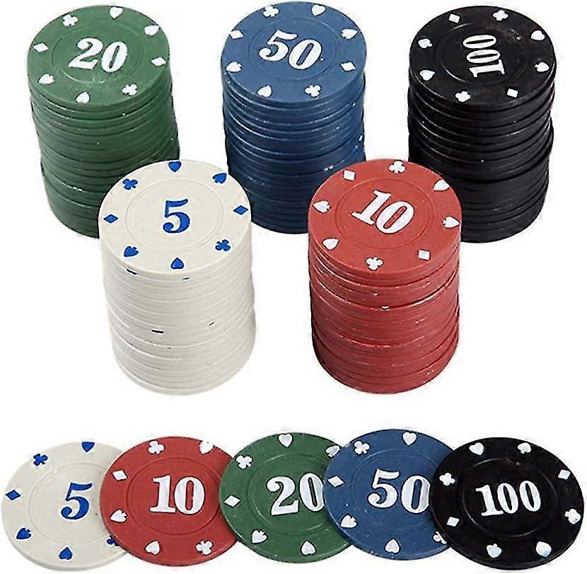 100 Piece Poker Chip Set 4 Colours Poker Chips For Party Game (multicoloured)
