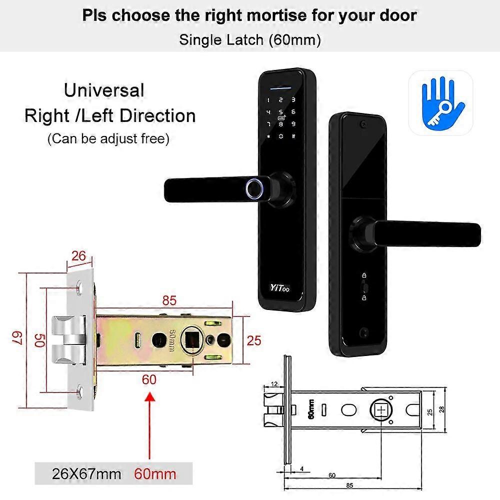 X2 Wifi Door Lock Smart Lock Fingerprint With TTlock APP Remotely / Rfid Card / Password / Key Unlock No Wire Lock