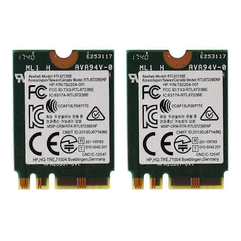 2x Wireless Adapter For Realtek Rtl8723be 802.11n Wifi Card Bluetooth 4.0 Ngff Card Sps 843338-001