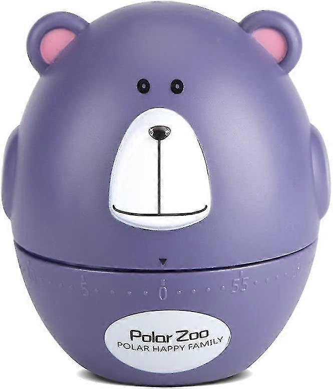 Student 55 Minute Cute Plastic Mechanical Kitchen Timer (purple Bear)
