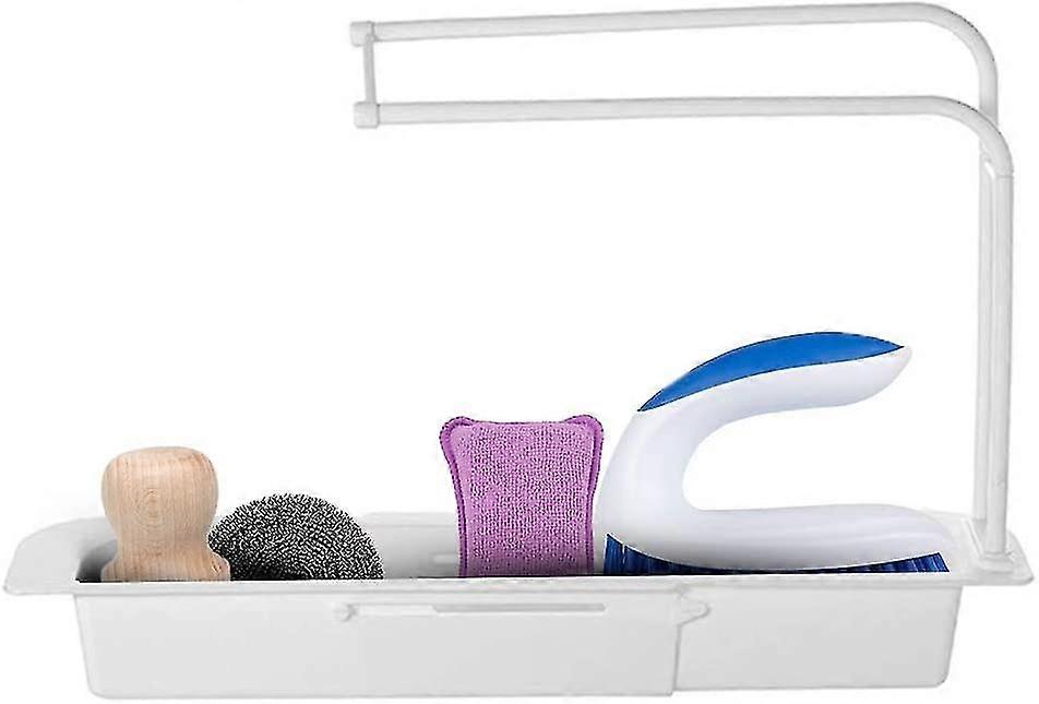 Telescopic Sink Storage Rack Holder-adjustable 2-in-1 Sink Organizer,expandable Sink Basket