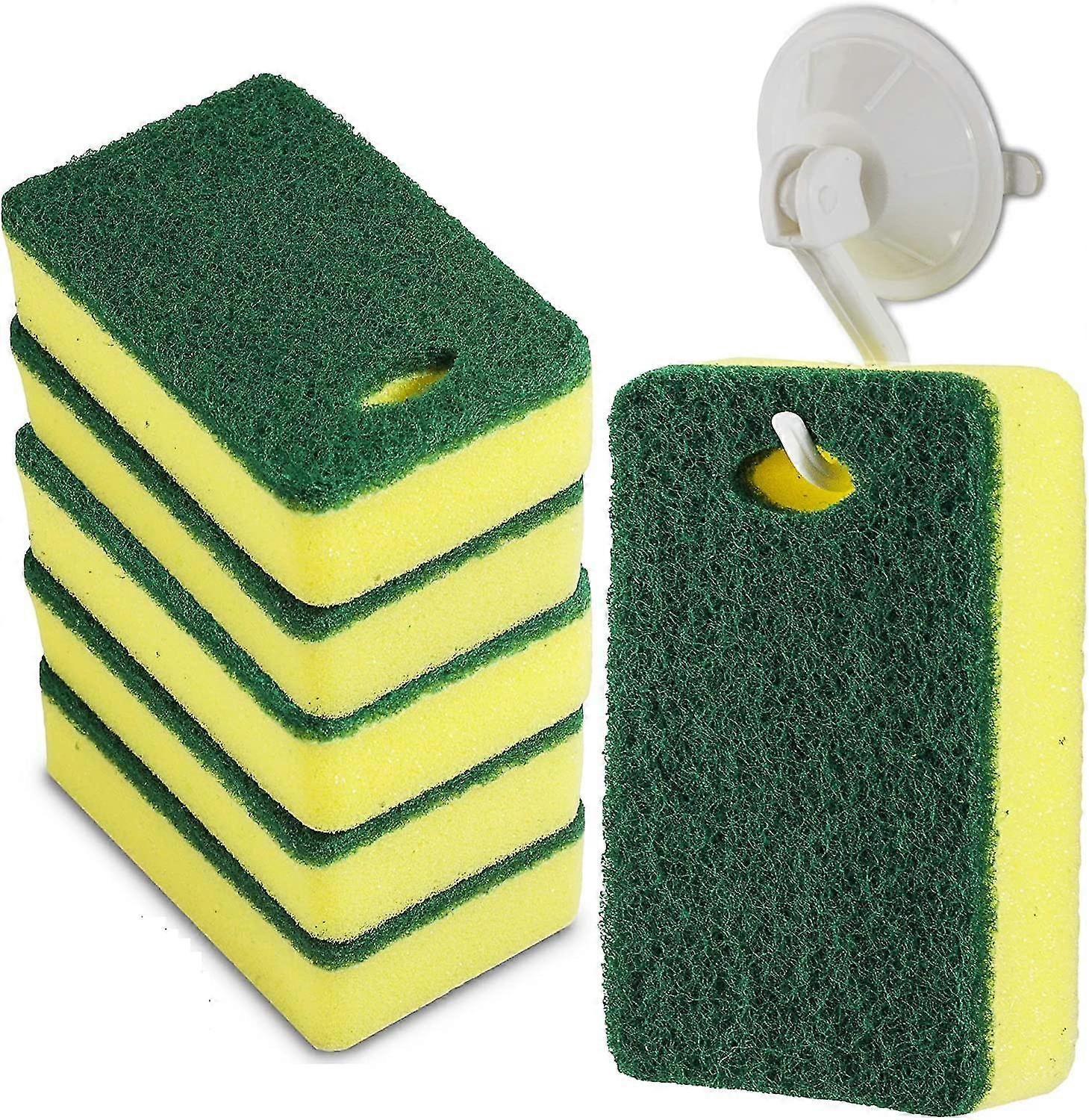 Scrub Cleaning Supplies - Kitchen Dish Sponge With Hook Holder - Multipurpose Clean Pad