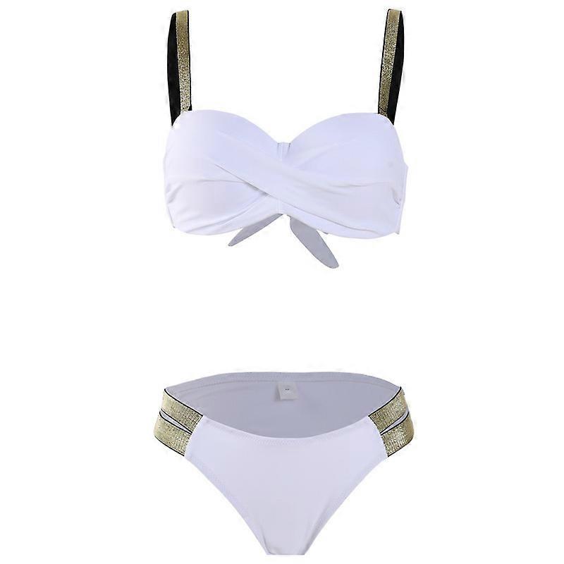 MIMIGO Women's Leafy Wrap Tie Bikini Set Halter Back Bow Low Waisted Bathing Suit