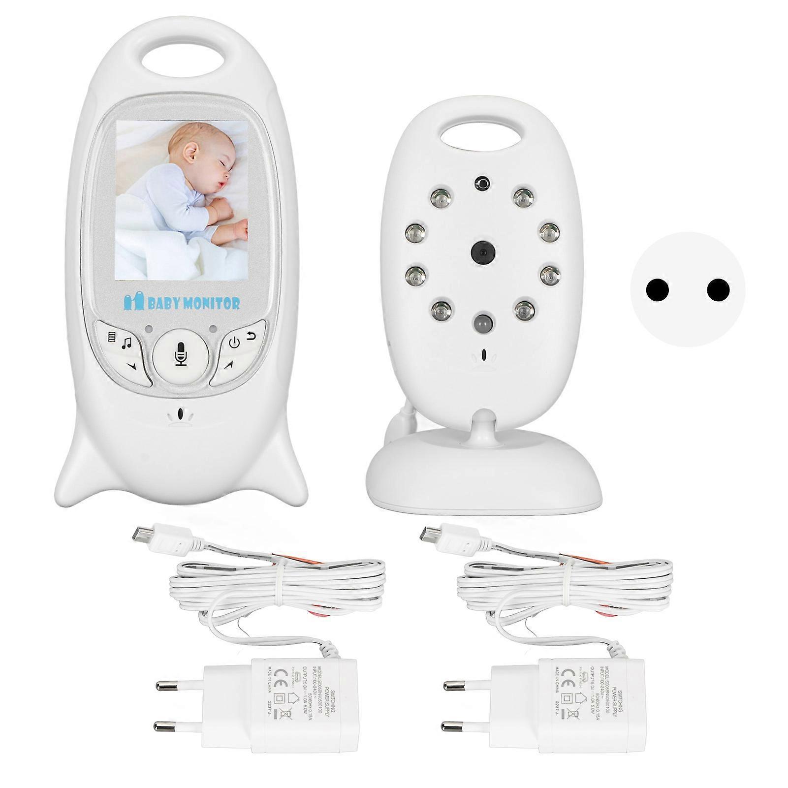 Moniteur vidéo pour bébé Écran de 2 pouces 2 voies d’appel Vision nocturne 8 berceuses Caméra de chambre de bébé avec caméra et son Prise UE 100 ?240V