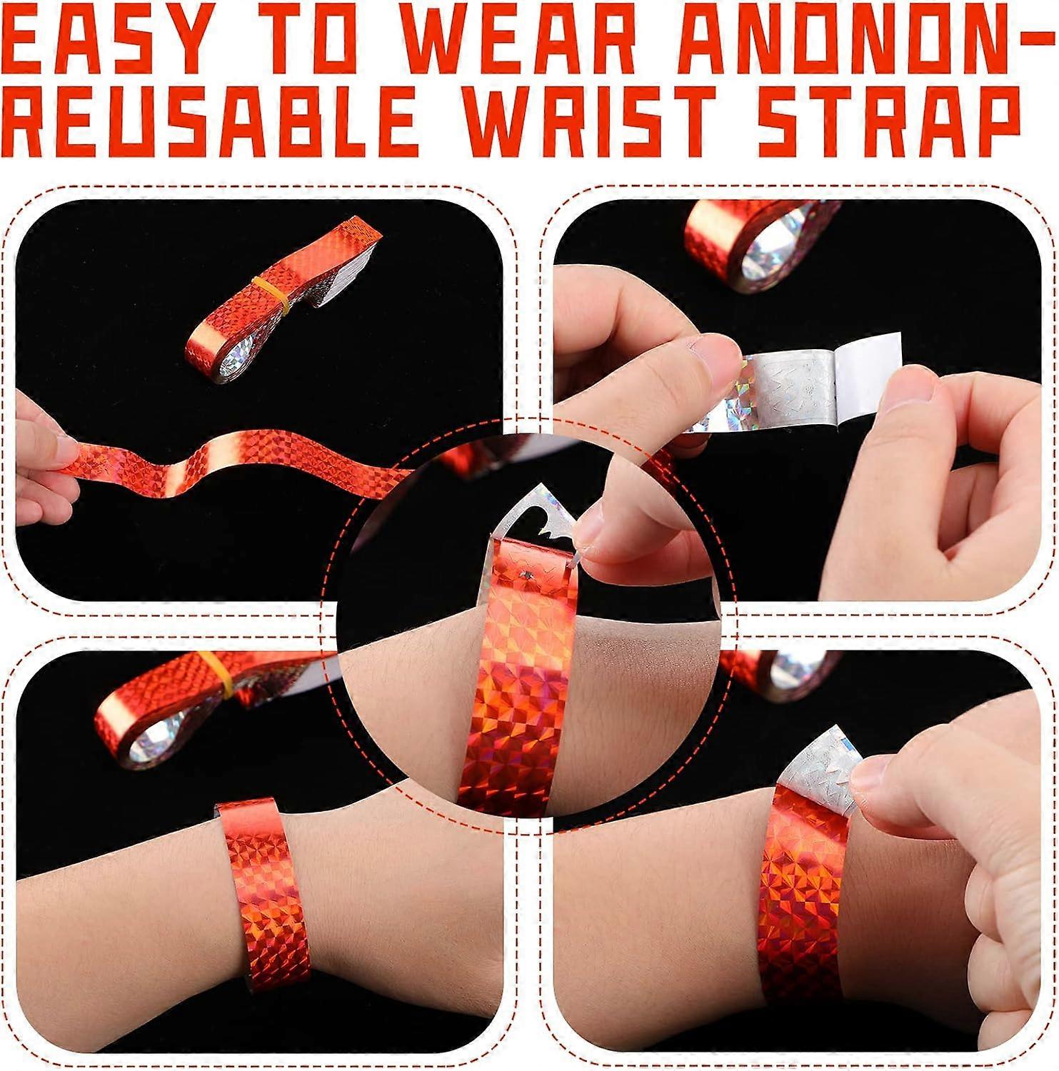 thumbnail image 2 of Epakh 600 Pcs Paper Wristbands Neon Wrist Bands Waterproof Handbands For Events Lightweight Concert Wristbands Neon Colored Adhesive Wrist Band For Party (Dazzling Red 2 of 14