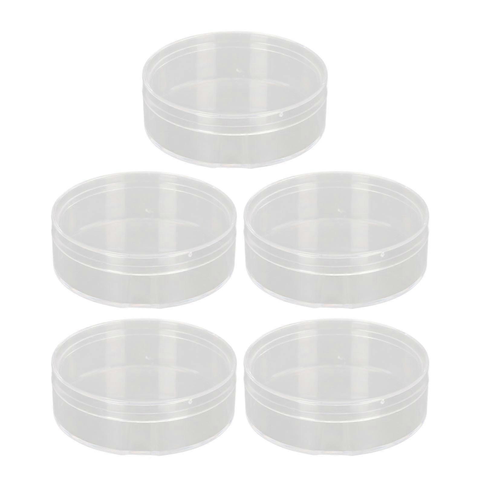 Transparent Round Plastic Makeup Puff Storage Box - 5pcs