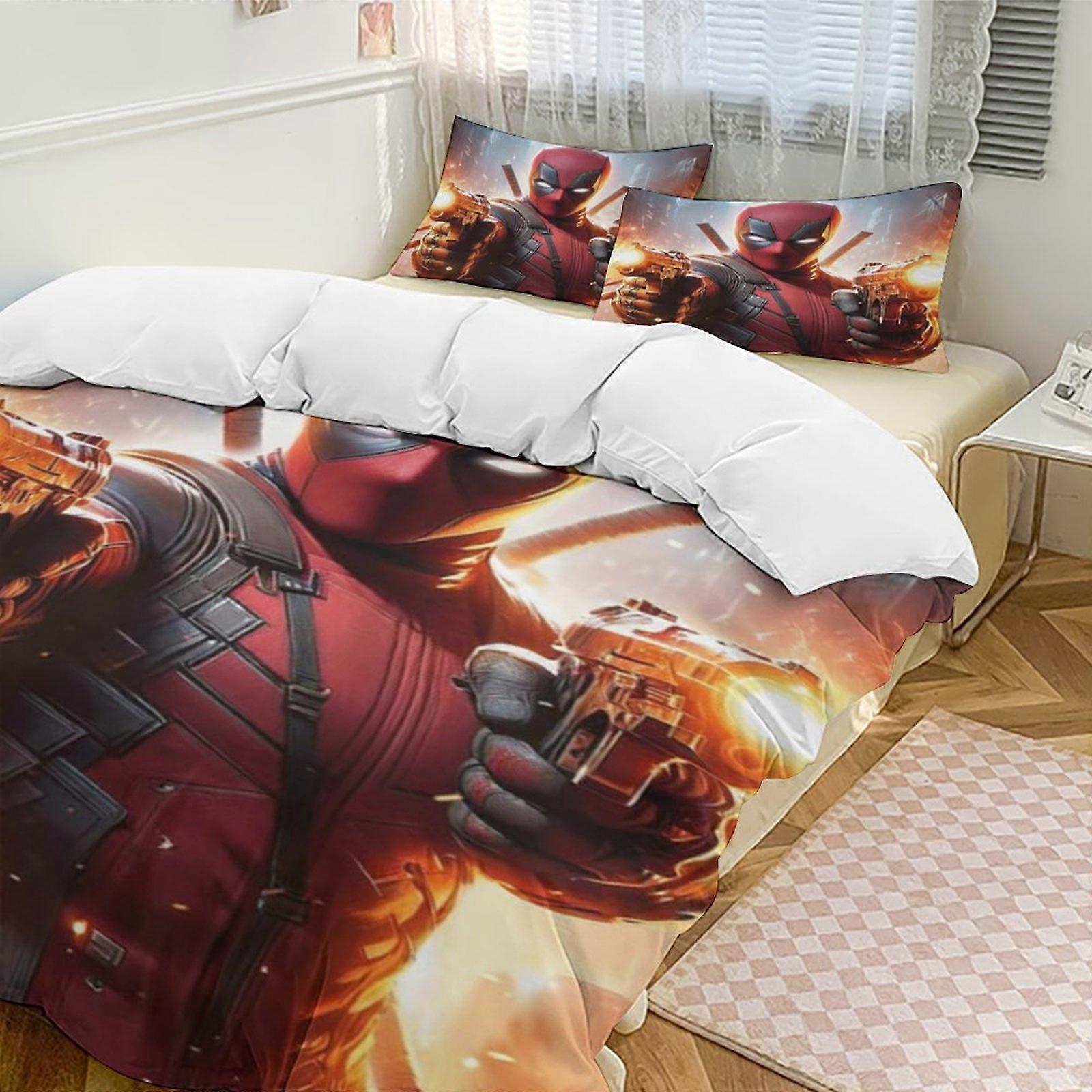 Komplet pościeli Gs232 Poszwa na kołdrę puchową Deadpool Komplet pościeli z mikrofibry Lekki 3-częściowy zestawLekki i wygodny SH232