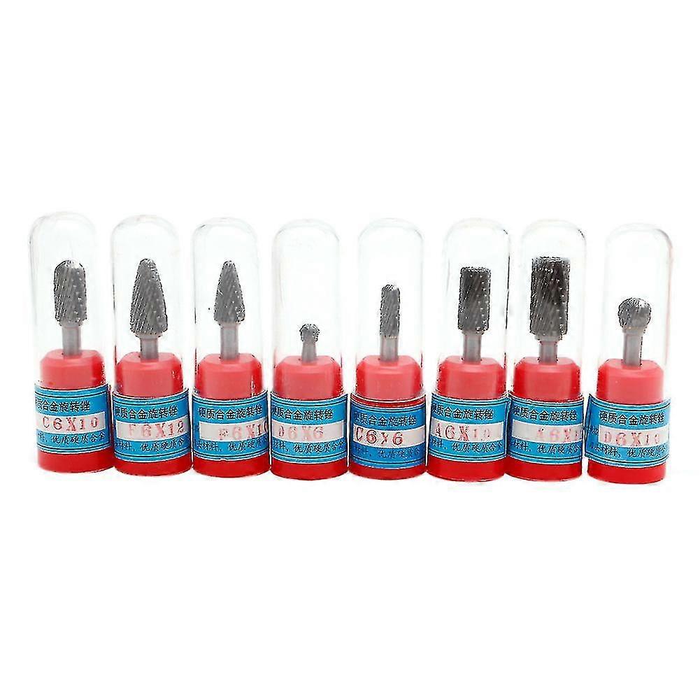 8pc Tungsten Carbide Burr Bit Set - Rotary Cutter Files for CNC Engraving