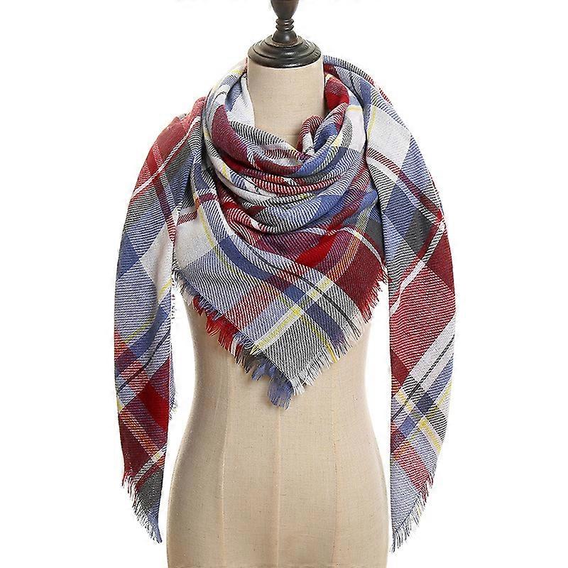 Womens Warm Scarf Square Shawls Infinity Scarves Stripe Plaid Rough Surface10#
