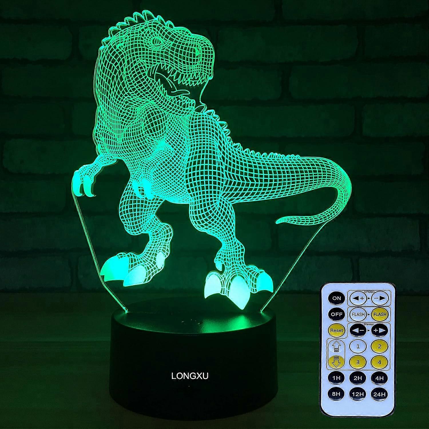 Dinosaur Toys 3D Night Light for Boys with Timer Remote & Smart Touch 7 Colors Changing Dimmable TRex Toy 1 2 3 4 5 6 7 8 9 10 Year Old Boy Gift