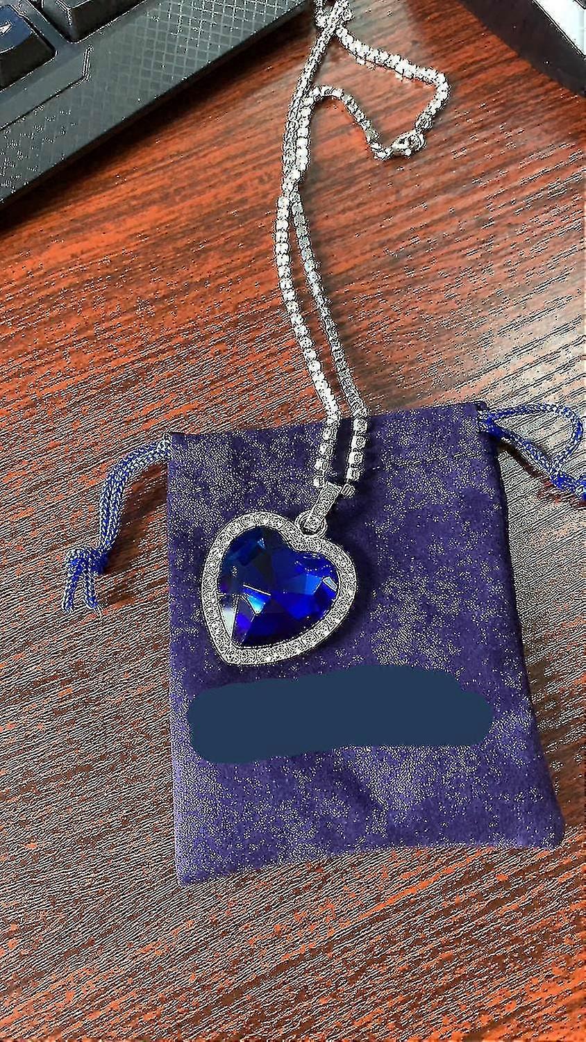 Collier Titanic Cœur De L'Océan - Pendentif Saphir Cristal Avec Chaîne Ajustable