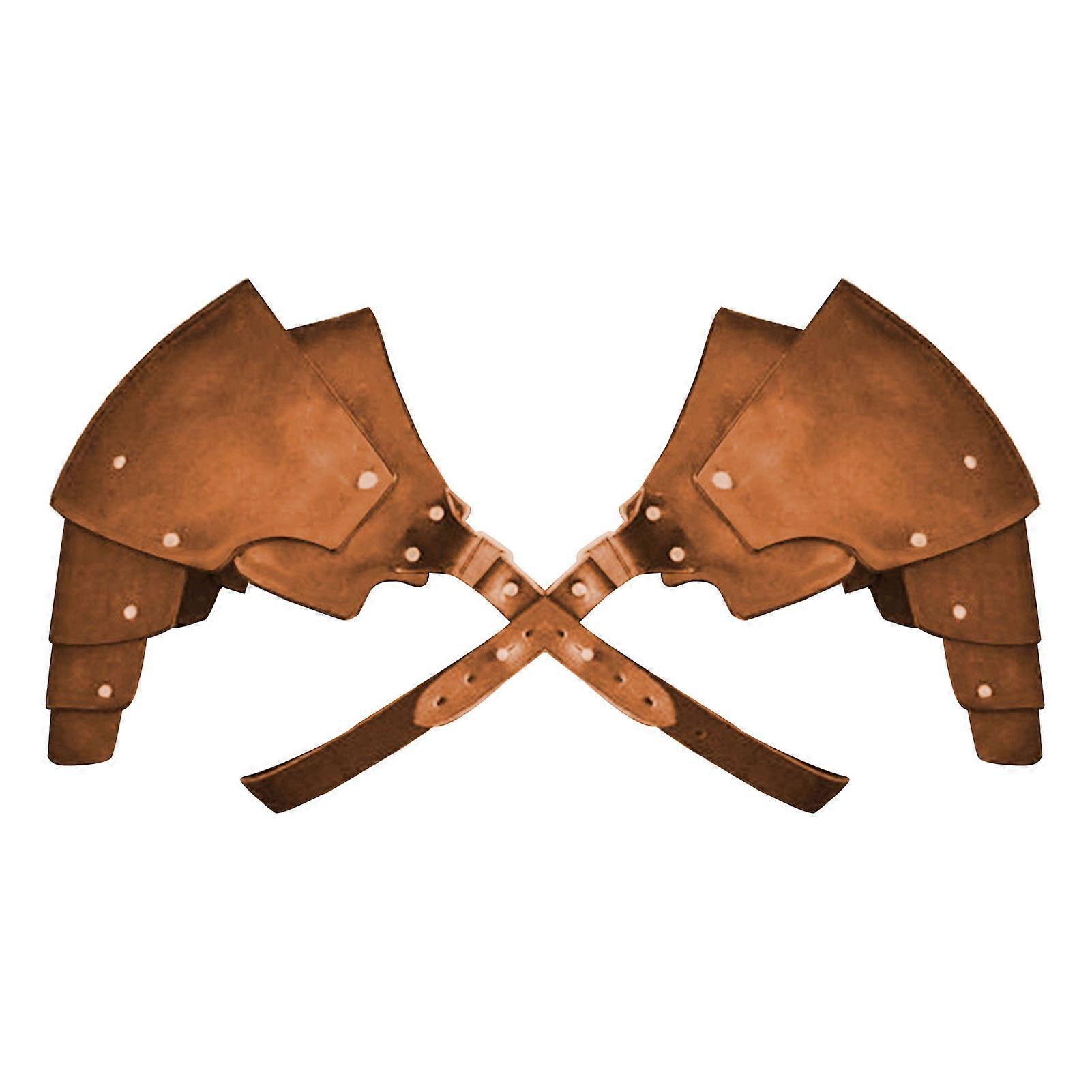 Medieval Retro Mens Shoulder Armor Adjustable Faux Leather Guard Multi-layered Leather Shoulder Pads On Chest