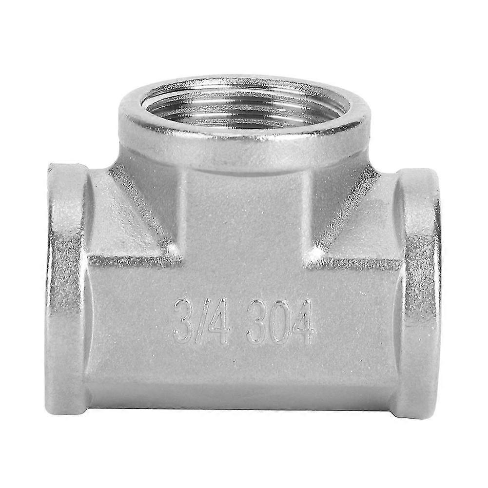304 Stainless Steel Tee Threaded Pipe Connector For Industrial Pipe Shelf Household Tool3/4in X 3/4in X 3/4in Female Thread