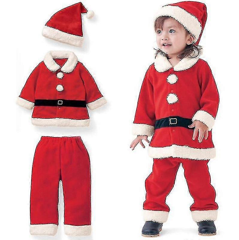 3pcs Unisex Baby Warm Christmas Long Sleeve Romper Pajama With Hat_ak