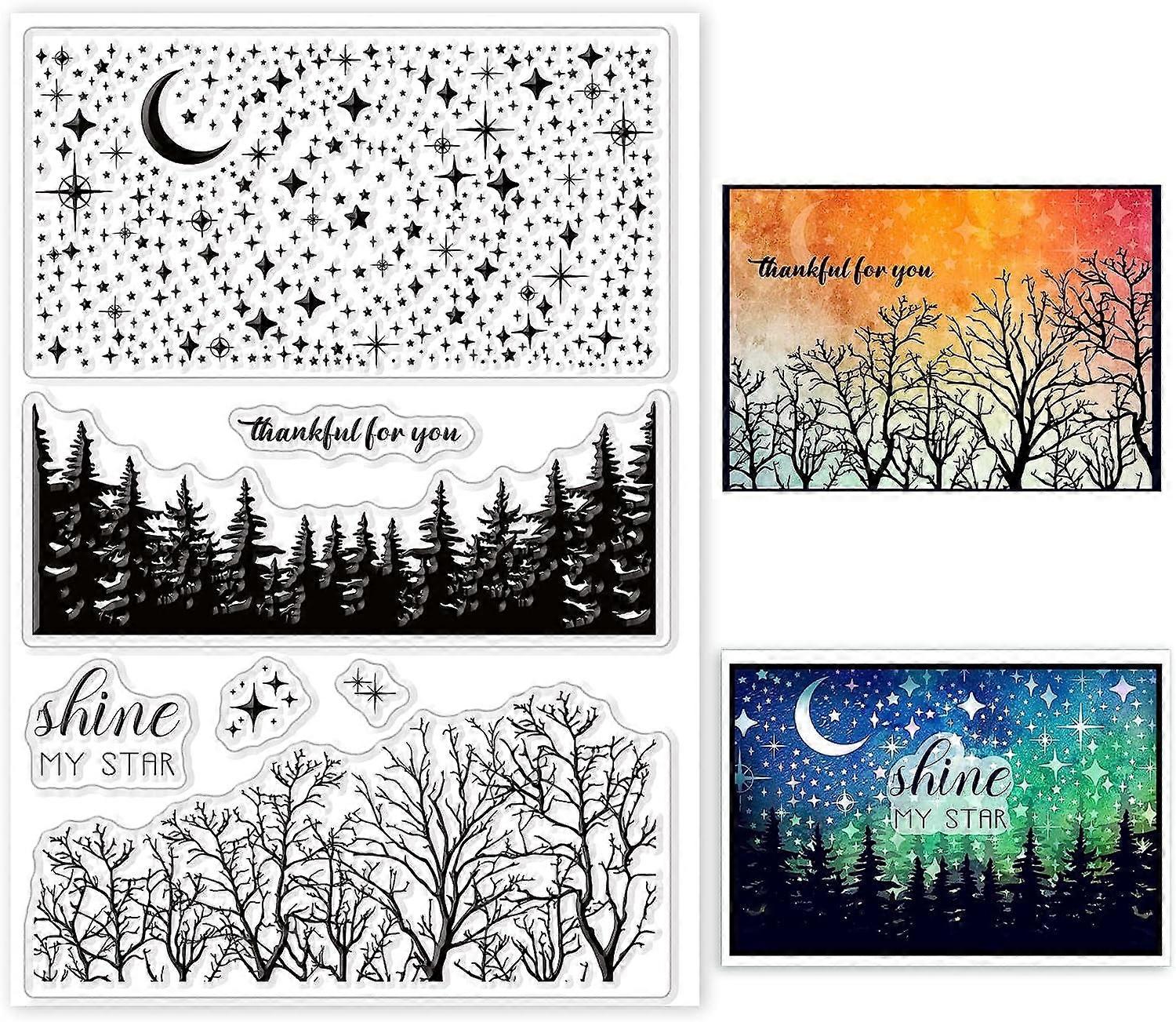 1sheet Tree Clear Stamp for Card Making Decorative Tree Branch Background Forest Transparent Silicone Stamps