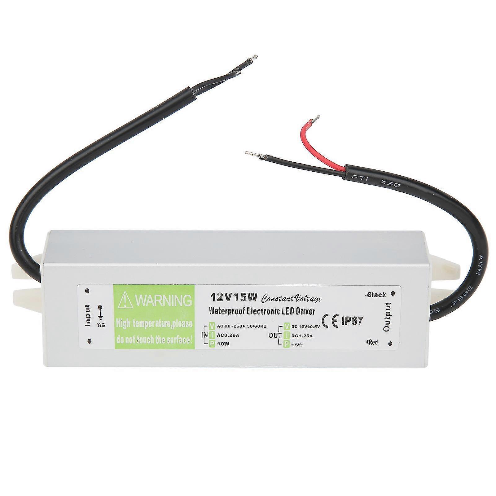 24V DC Waterproof LED Driver Transformer Power Supply AC90-250V 15W