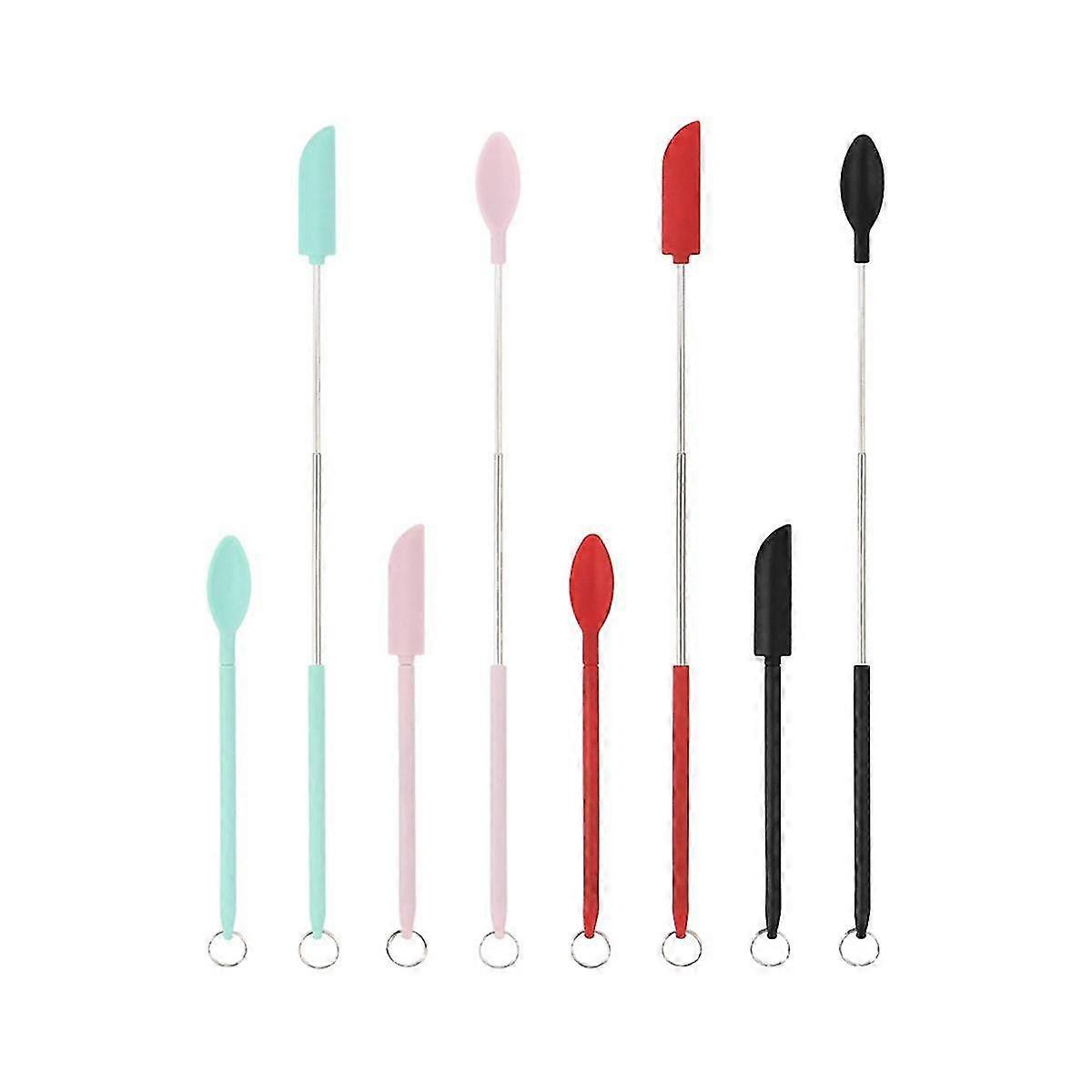 8 Pcs Mini Silicone Telescopic Spatula And Scooping Spoon, Mini Spatula Silicone,makeup Spatula For