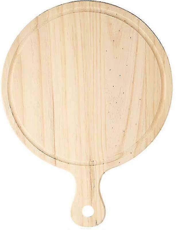 Round Pizza Board 12 Inch With Handle Pizza Baking Board Solid Wood Pizza Tray