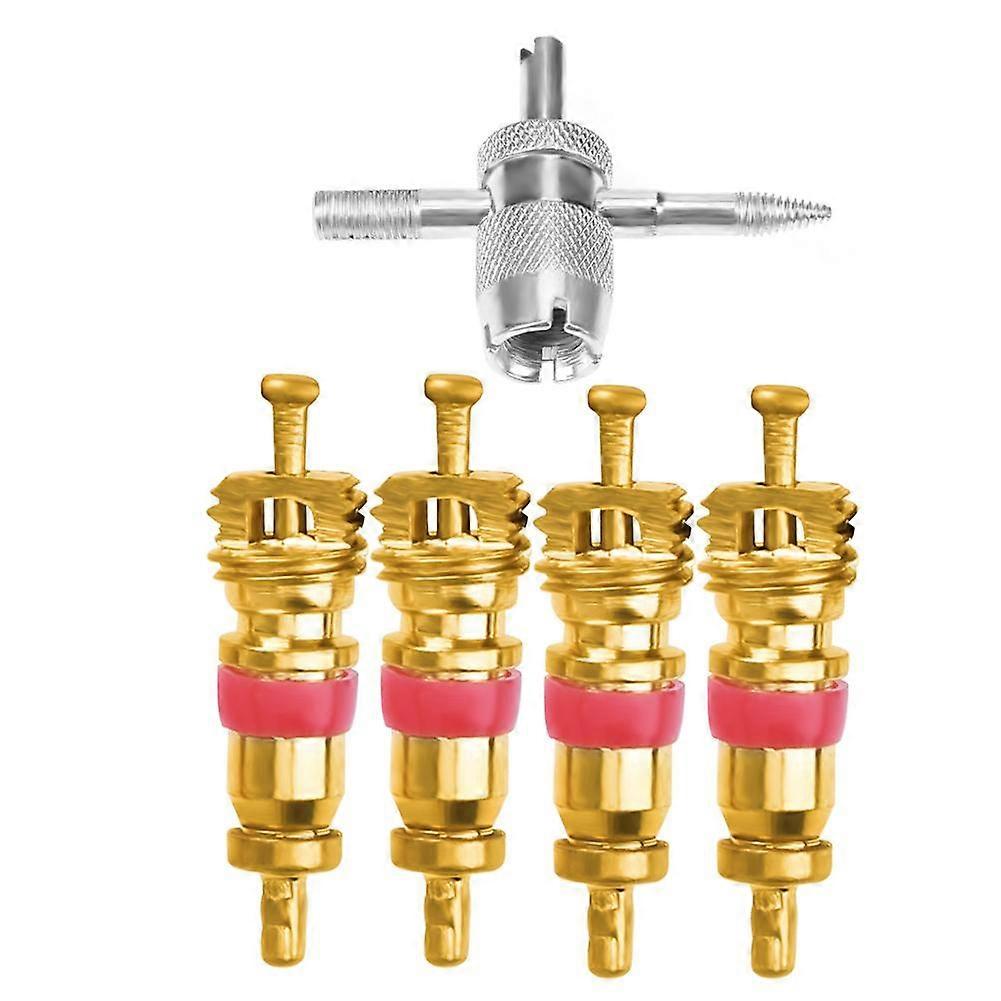 1/4/20Pcs Copper Valve Core with 4-in-1 Tire Valve Stem Removal Tool Valve Core Removal Tool Tire Cleaning Tool for Car Moto-Motor Vehicle Wheel Parts