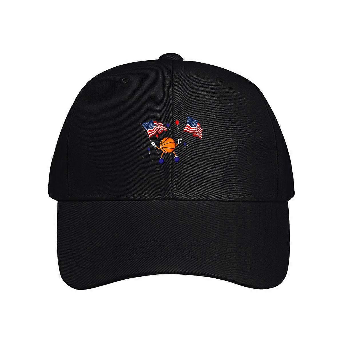 Basketball Waving American Flag Baseball Cap